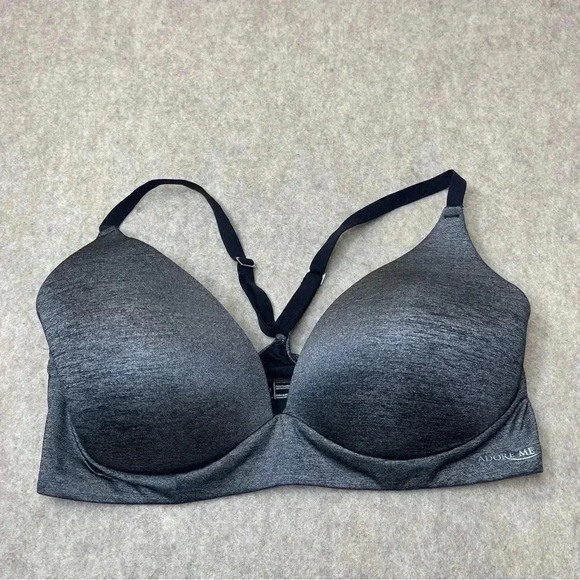 Adore Me Helynn Plunge Dark Gray Racerback Bra Wireless Womens size 38D - Picture 5 of 10